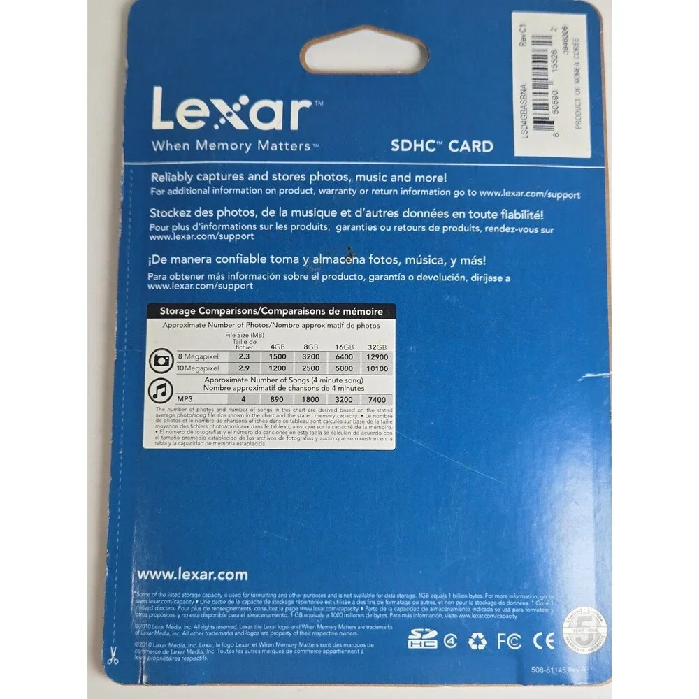 LEXAR™ When Memory Matters™ 4GB Memory Card SDHC™ - NIP